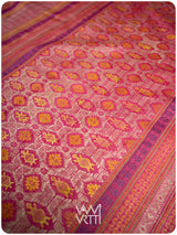 Tomato Red Matsya Kachhap Handspun Tussar Silk Saree