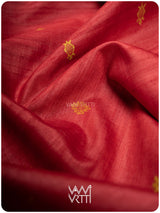 Tomato Red Matsya Kachhap Handspun Tussar Silk Saree