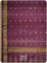 Deep Wine Brahma Kamal Master Weave Exclusive Handspun Tussar Silk Saree