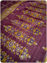 Deep Wine Brahma Kamal Master Weave Exclusive Handspun Tussar Silk Saree