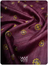 Deep Wine Brahma Kamal Master Weave Exclusive Handspun Tussar Silk Saree