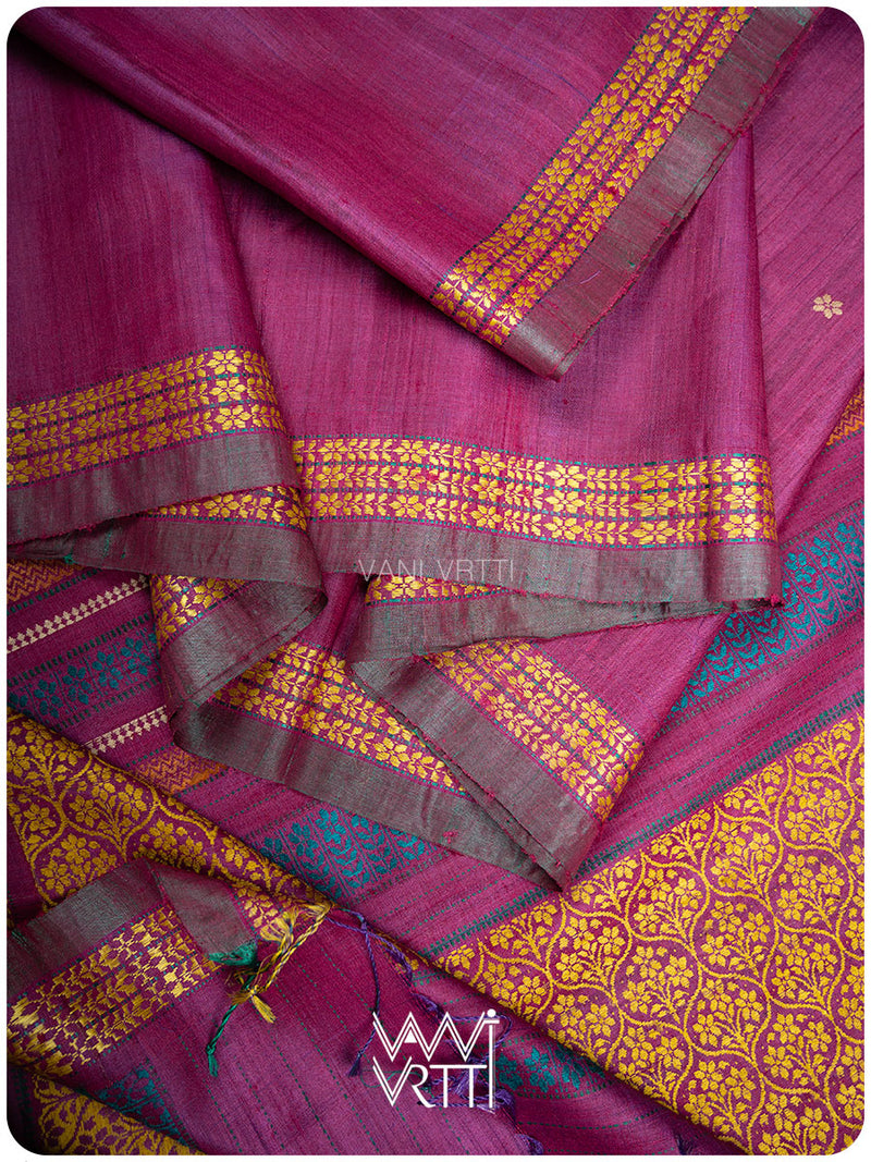 Jamuni Pink Parijat Handspun Tussar Silk Saree