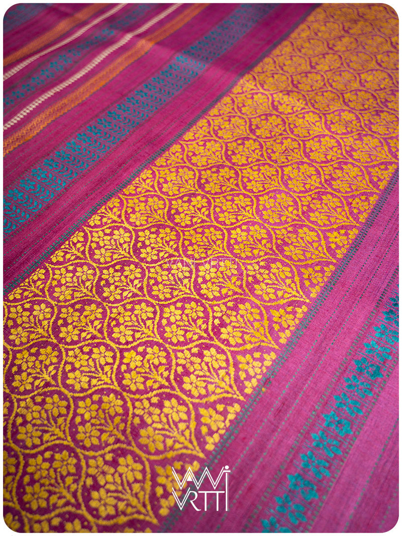 Jamuni Pink Parijat Handspun Tussar Silk Saree