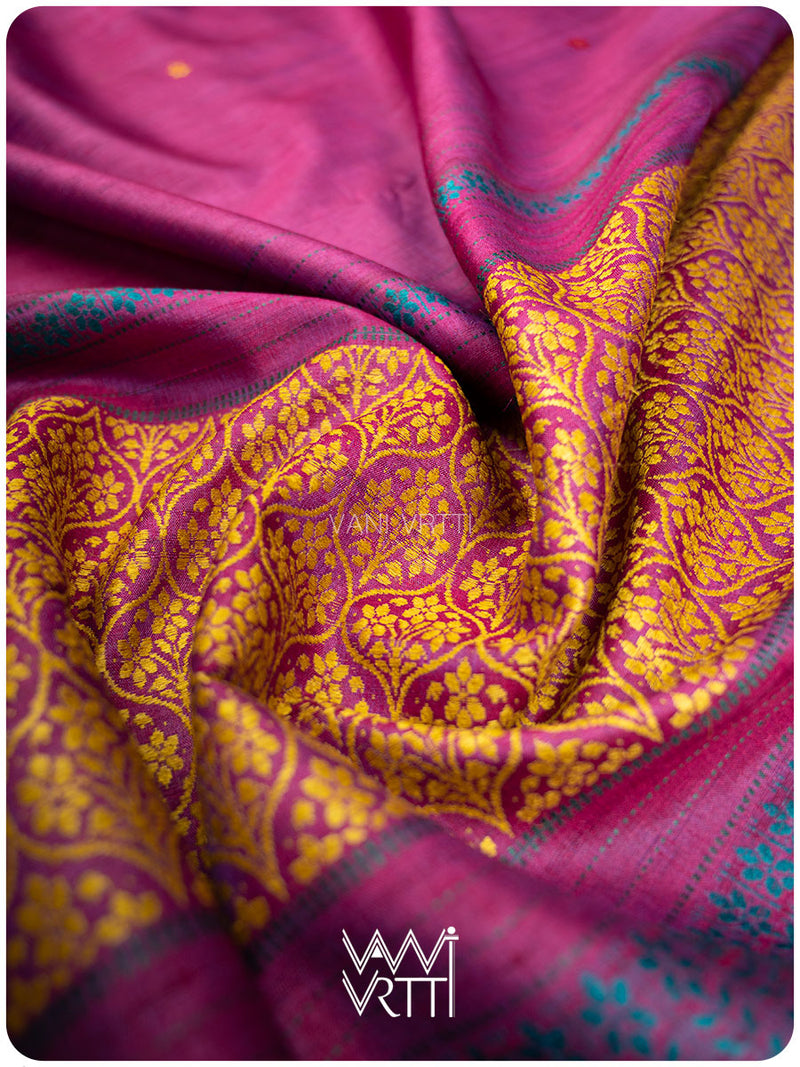Jamuni Pink Parijat Handspun Tussar Silk Saree