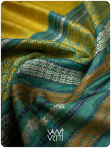 Banana Yellow Firozi Parijat Handspun Tussar Silk Saree