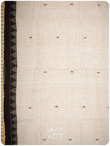 Off White Black Checks Natural Dyed Phoda Kumbha Handwoven Cotton Tussar Kotpad Saree
