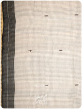 Off White Black Checks Natural Dyed Phoda Kumbha Handwoven Cotton Tussar Kotpad Saree