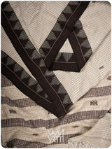 Off White Black Checks Natural Dyed Phoda Kumbha Handwoven Cotton Tussar Kotpad Saree
