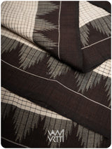 Off White Black Checks Natural Dyed Phoda Kumbha Handwoven Cotton Tussar Kotpad Saree