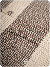 Off White Black Checks Natural Dyed Phoda Kumbha Handwoven Cotton Tussar Kotpad Saree