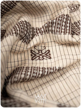 Off White Black Checks Natural Dyed Phoda Kumbha Handwoven Cotton Tussar Kotpad Saree