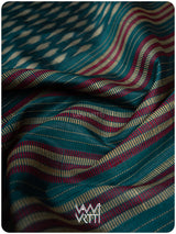 Deep Peacock Blue Kadamba Ikat Handspun Tussar Silk Saree