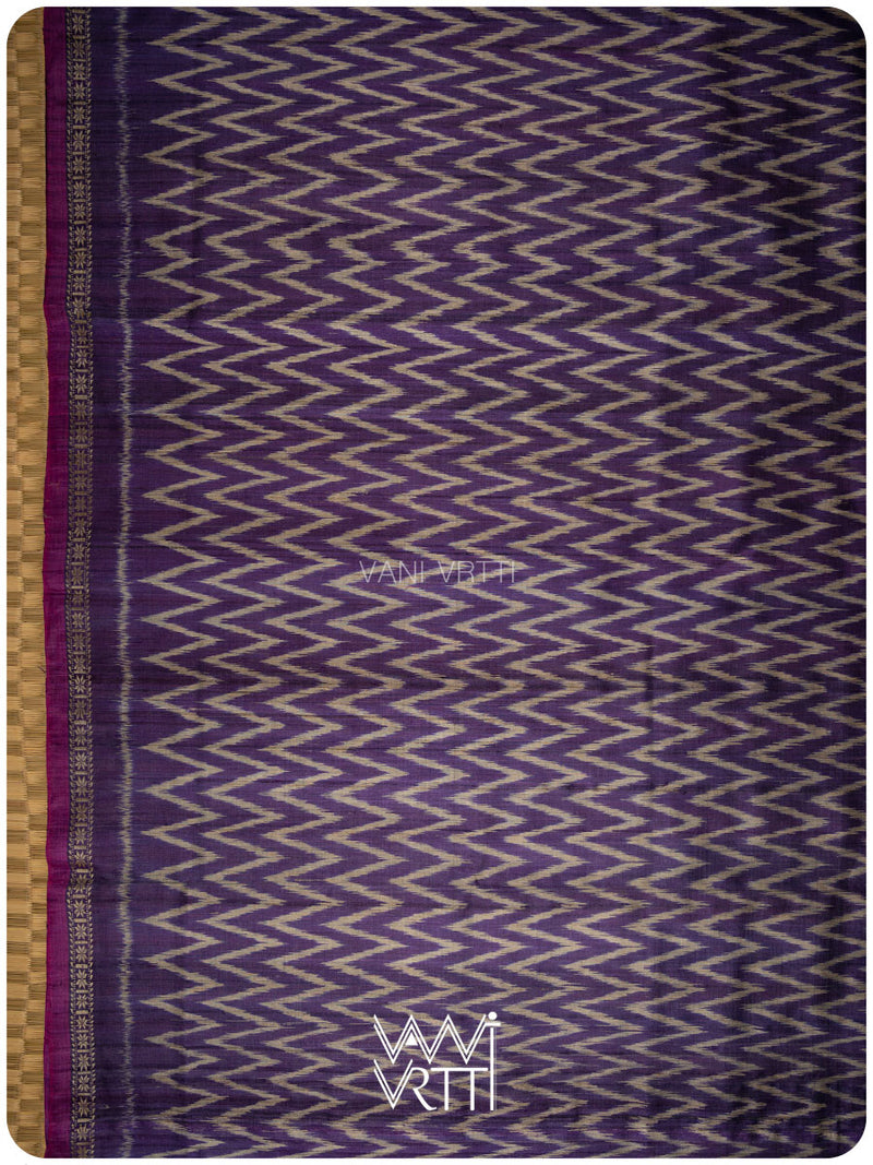 Deep Baingani Aziz Ikat Handspun Tussar Silk Saree