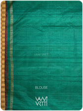 Emerald Green Peepal Ikat Handspun Tussar Silk Sari