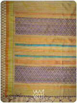 Brown Mustard Yellow Parijat Handspun Tussar Silk Saree