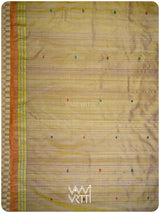 Brown Mustard Yellow Parijat Handspun Tussar Silk Saree