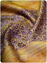 Brown Mustard Yellow Parijat Handspun Tussar Silk Saree