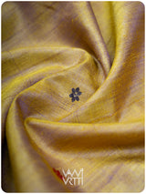 Brown Mustard Yellow Parijat Handspun Tussar Silk Saree