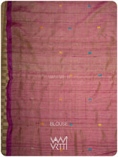 Yellow Sea Blue Pink Anjana Handspun Tussar Silk Saree