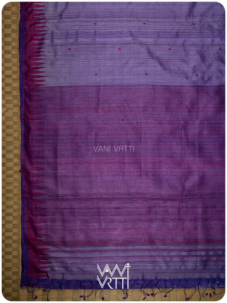 Deep Lilac Magenta Bristi Handspun Tussar Silk Saree