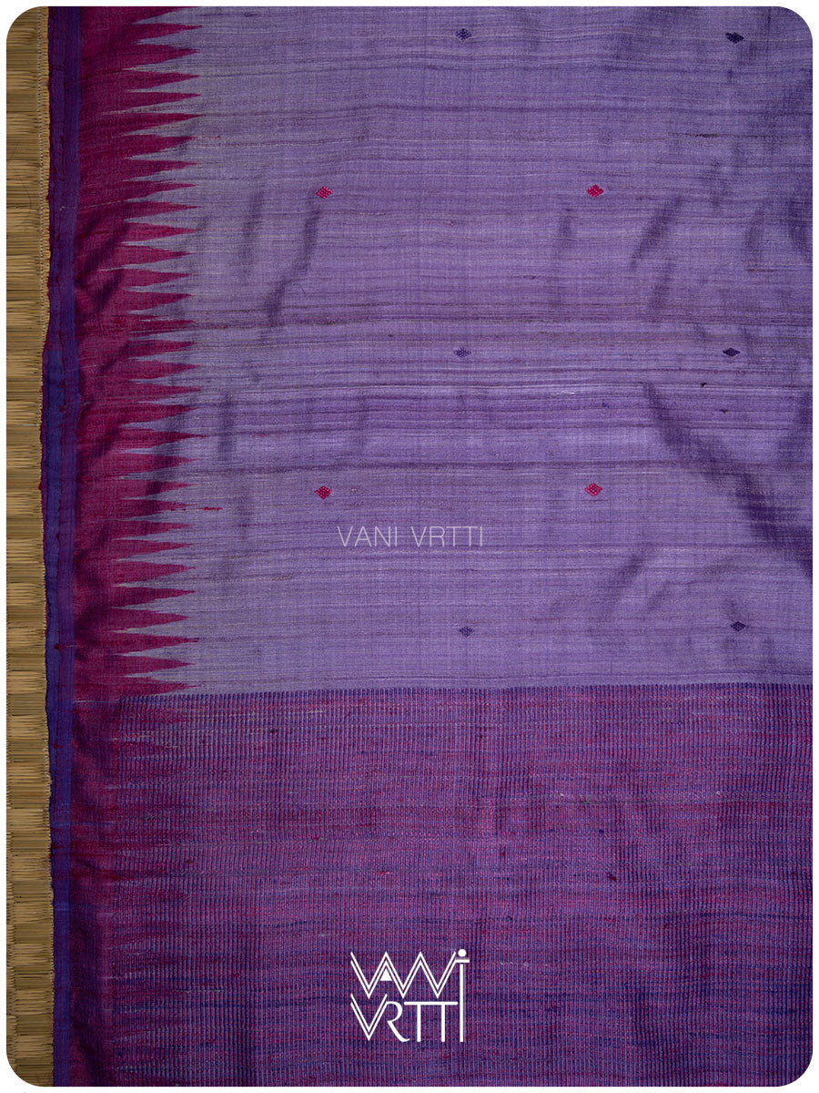 Deep Lilac Magenta Bristi Handspun Tussar Silk Saree