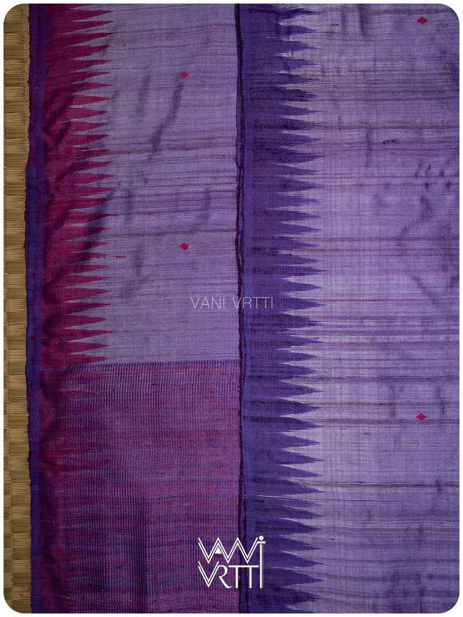 Deep Lilac Magenta Bristi Handspun Tussar Silk Saree