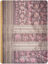 Dhokra Art Prakritik Lac & Tea Natural Dyed Mulberry Silk Ikat Saree