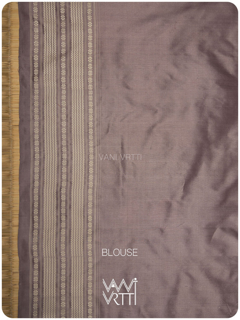 Dhokra Art Prakritik Lac & Tea Natural Dyed Mulberry Silk Ikat Saree