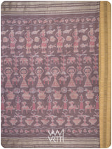 Dhokra Art Prakritik Lac & Tea Natural Dyed Mulberry Silk Ikat Saree