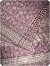 Dhokra Art Prakritik Lac & Tea Natural Dyed Mulberry Silk Ikat Saree