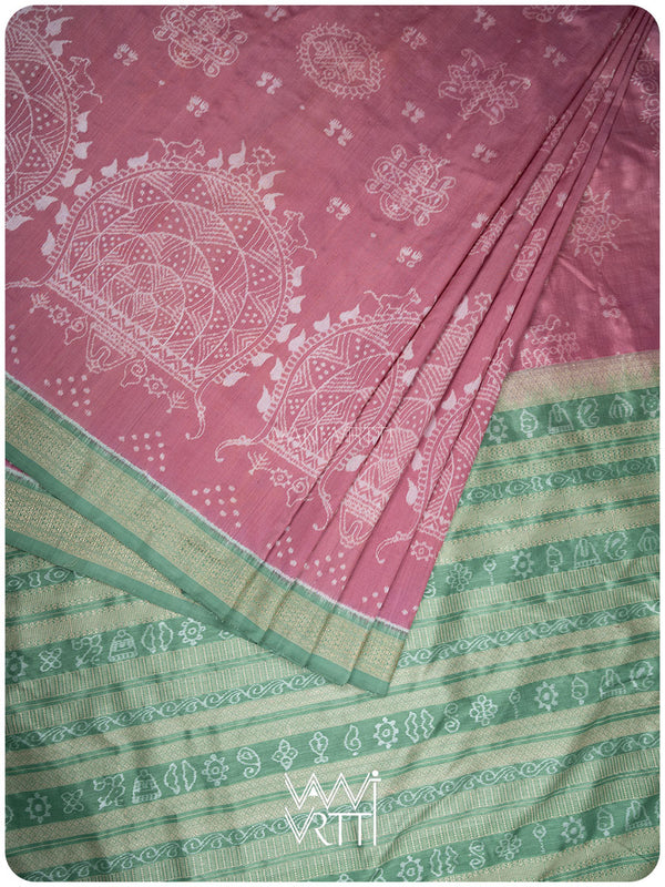 Margasira Jhoti Prakritik Lac & Mulberry Leaf Natural Dyed Mulberry Silk Ikat Saree