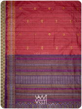 Laal Baingani Matsya Kachhap Handspun Tussar Silk Saree