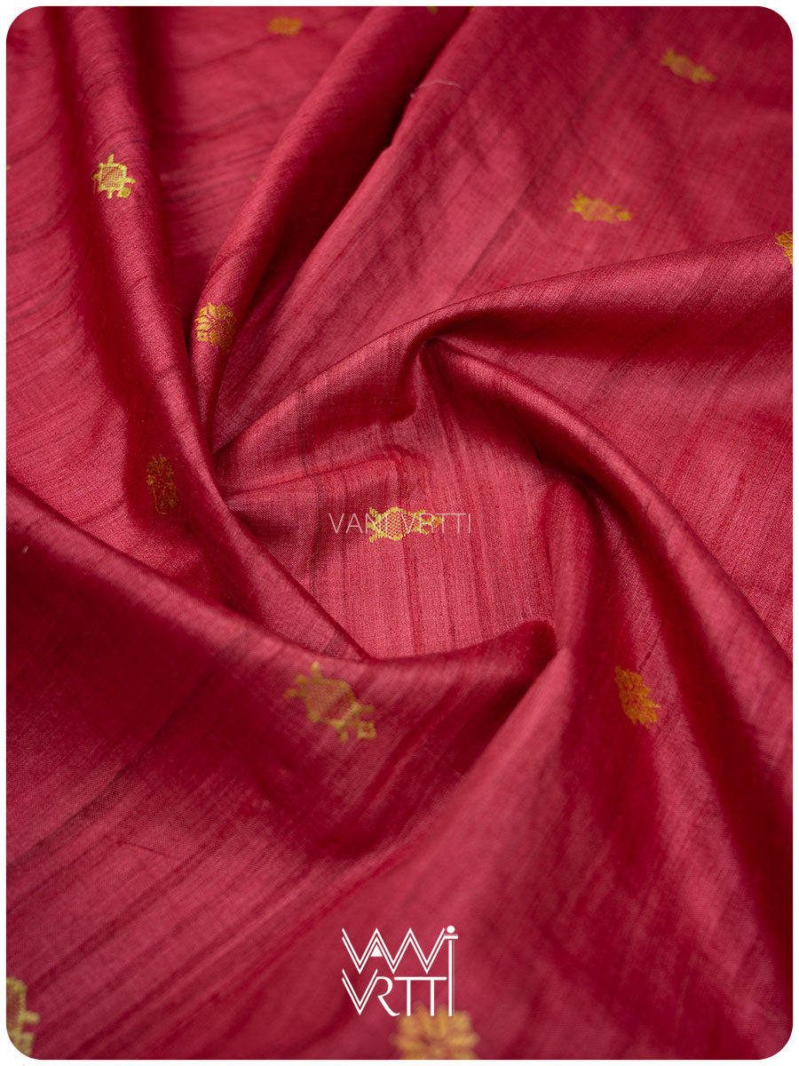 Laal Baingani Matsya Kachhap Handspun Tussar Silk Saree