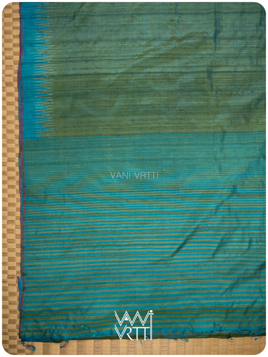 Fern Green Firozi Antara Handspun Tussar Silk Saree