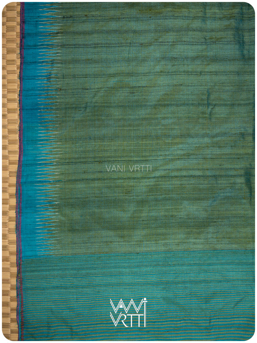 Fern Green Firozi Antara Handspun Tussar Silk Saree