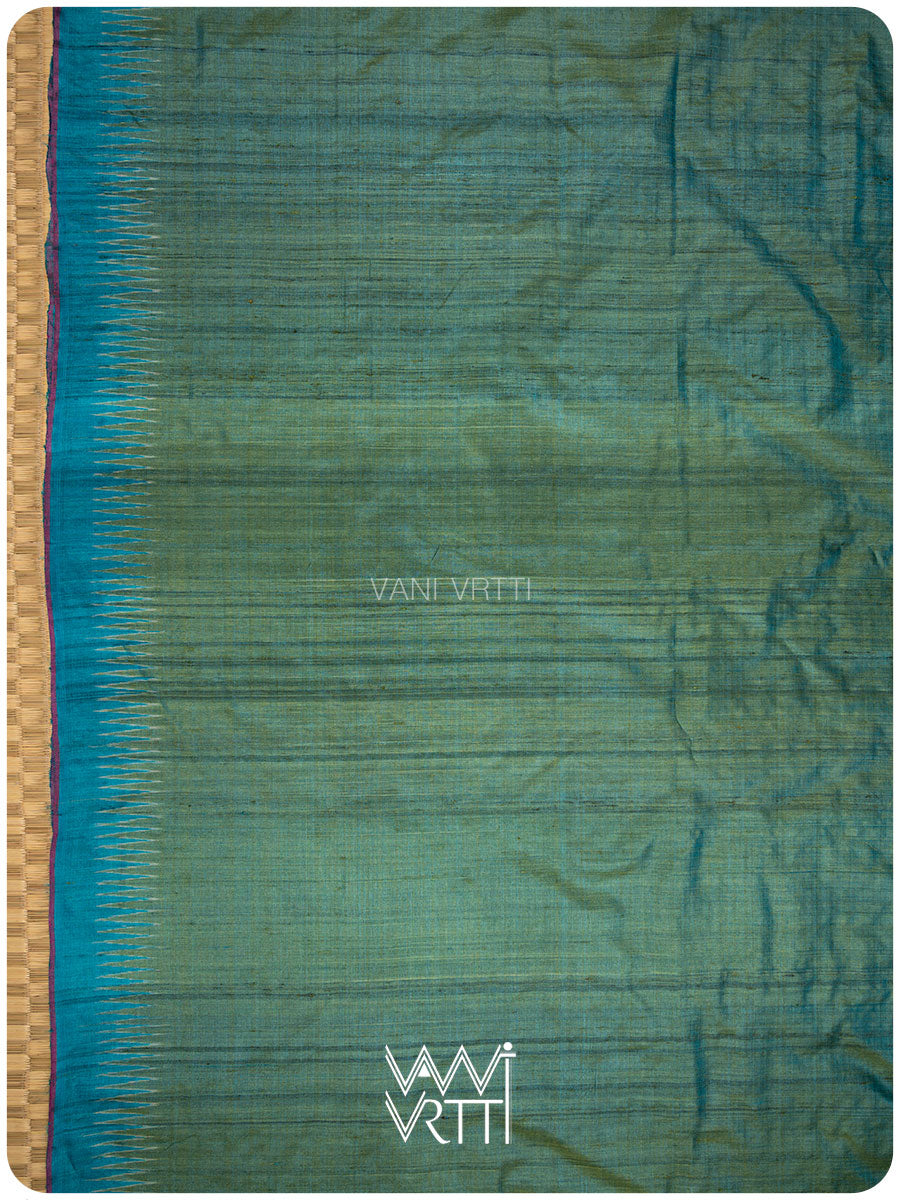 Fern Green Firozi Antara Handspun Tussar Silk Saree