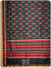 Black Laal Jaba Mulberry Silk Ikat Sari