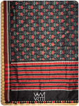 Black Laal Jaba Mulberry Silk Saree