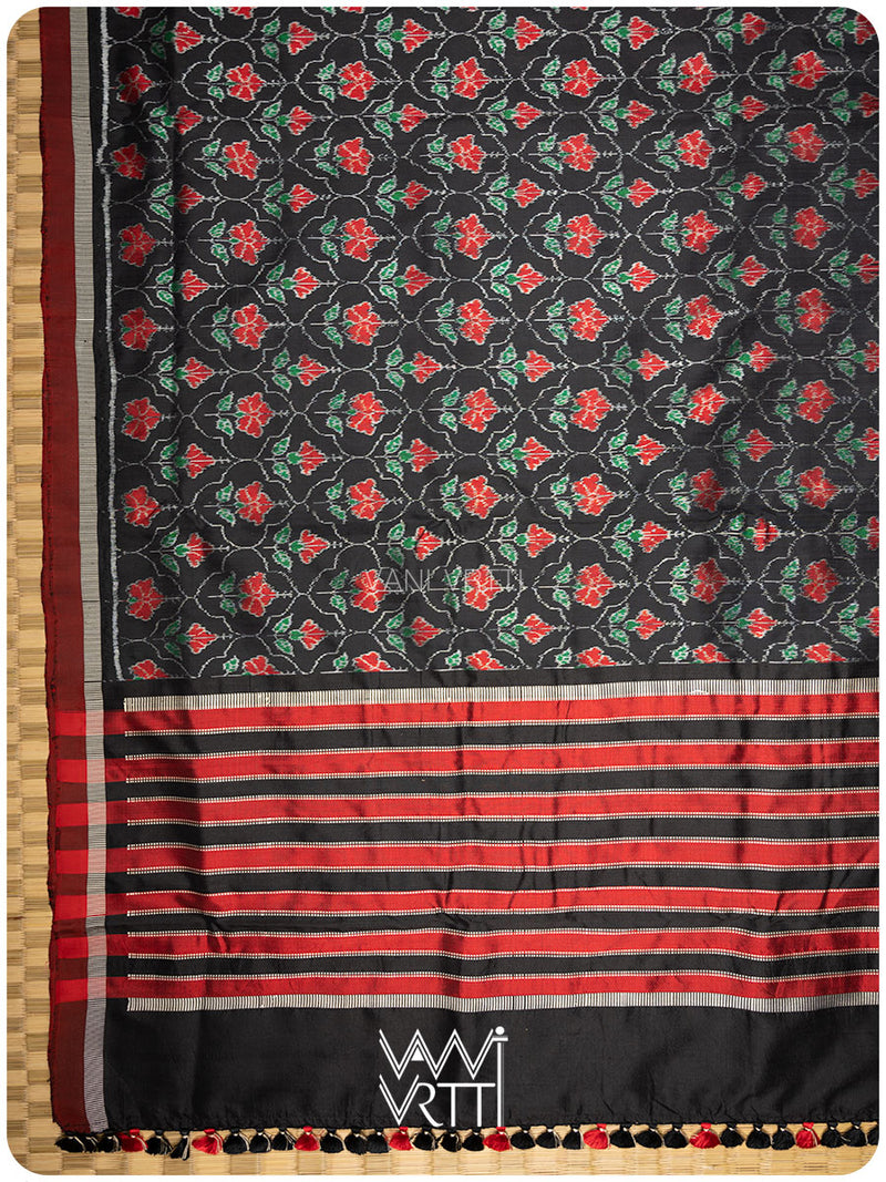 Black Laal Jaba Mulberry Silk Saree