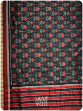 Black Laal Jaba Mulberry Silk Ikat Sari
