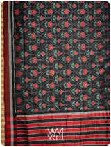 Black Laal Jaba Mulberry Silk Saree