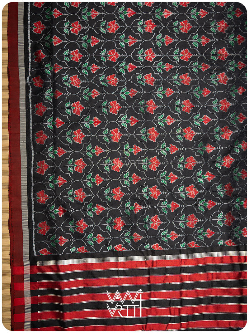 Black Laal Jaba Mulberry Silk Saree