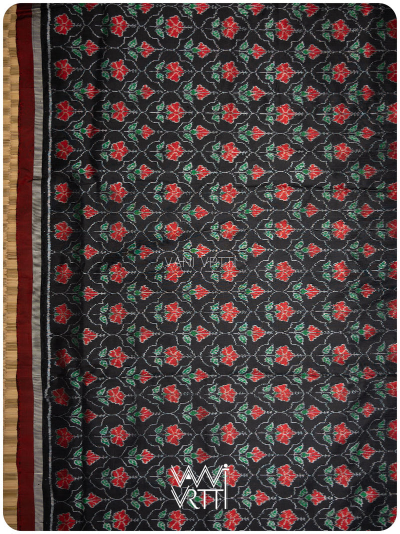 Black Laal Jaba Mulberry Silk Saree