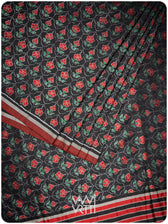 Black Laal Jaba Mulberry Silk Ikat Sari