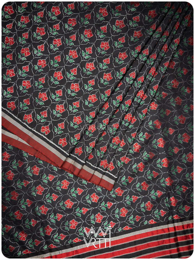 Black Laal Jaba Mulberry Silk Saree