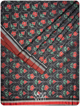 Black Laal Jaba Mulberry Silk Saree