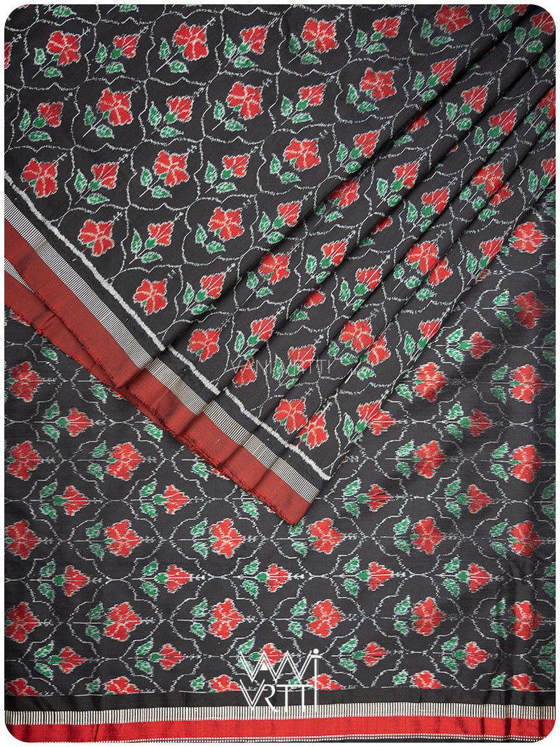 Black Laal Jaba Mulberry Silk Saree