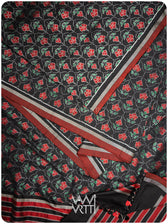 Black Laal Jaba Mulberry Silk Ikat Sari