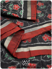 Black Laal Jaba Mulberry Silk Ikat Sari