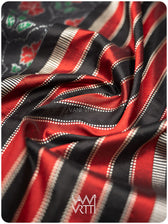 Black Laal Jaba Mulberry Silk Ikat Sari